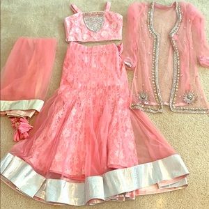 Indian Baby Pink Lehnga Choli Dupatta for Girls